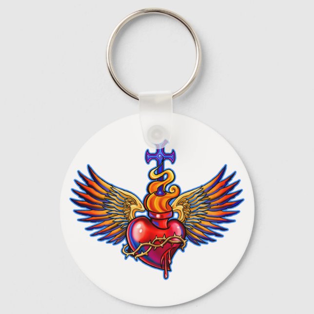 Llavero Diseño del Sagrado Corazón de Alas (Anverso)