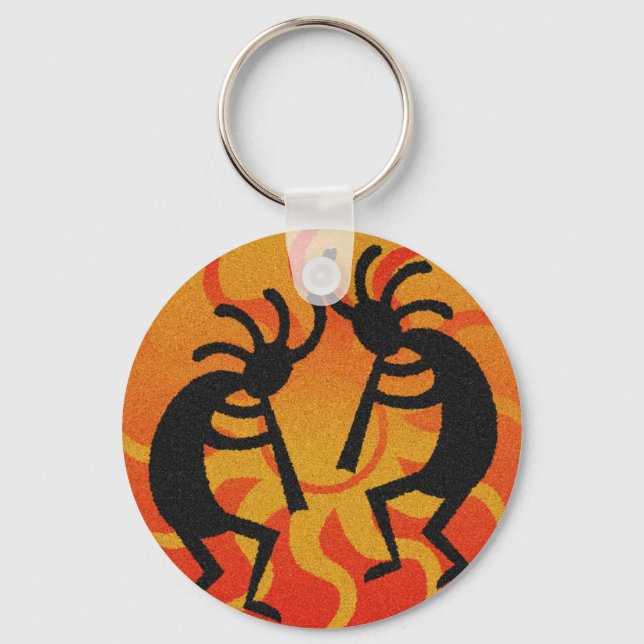 Llavero Diseño del Suroeste Bailando Kokopelli (Anverso)