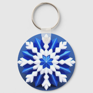 Llavero Diseño Detallado de Copo de Nieve Blanco