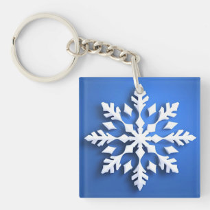 Llavero Diseño Detallado de Copo de Nieve Blanco