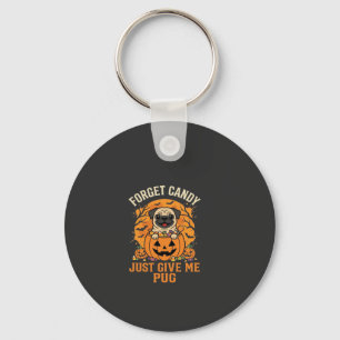Llavero Diseño divertido de dulces de pug de Halloween_1