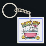 Llavero Diseño Divertido de Esqueleto: Duck Off - 61161<br><div class="desc">¡Agrega un toque de personalidad a tu colección con este diseño divertido y atrevido! Con un esqueleto genial que lleva un gorro rosa, relajándose en una bañera rosa llena de burbujas y rodeado de patitos de goma amarillos adorables. El texto audaz "Duck Off" en colores vibrantes de gradiente añade un...</div>