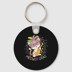 Llavero Diseño divertido de gato Meowdi Gras