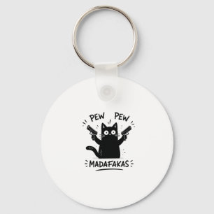 Llavero Diseño divertido de gato negro Pew Pew