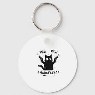 Llavero Diseño divertido de gato negro Pew Pew