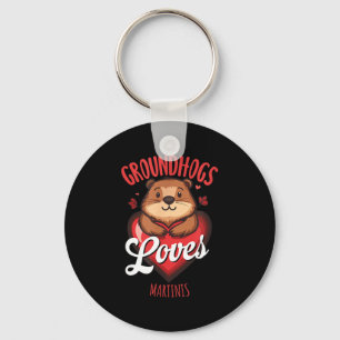 Llavero Diseño divertido de Martini del Día de la Marmota 