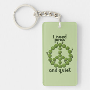 Llavero Diseño Divertido de Paz y Silencio con Guisantes V