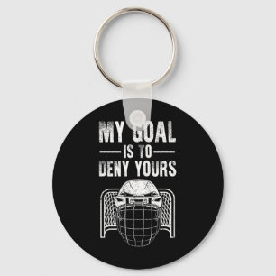 Llavero Diseño divertido de portero de hockey sobre hielo