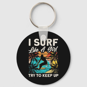 Llavero Diseño divertido de surfista como una chica para m