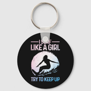 Llavero Diseño divertido de surfista para mujeres como una