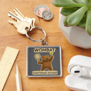 Llavero Diseño divertido de wombat de tenis lindo