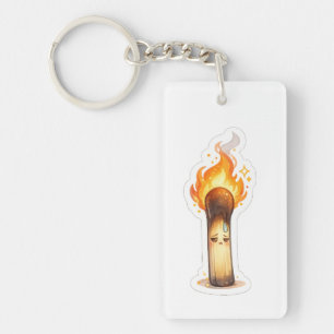 Llavero Diseño Divertido y Lindo de Cerilla Ardiendo
