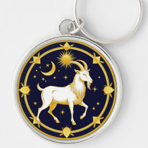 Llavero Diseño dorado del zodiaco Capricornio