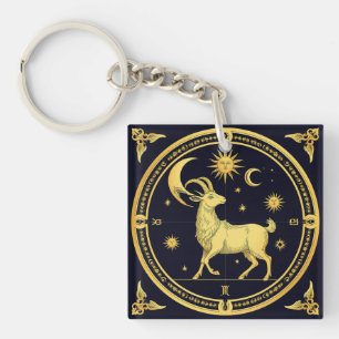 Llavero Diseño dorado del zodiaco Capricornio