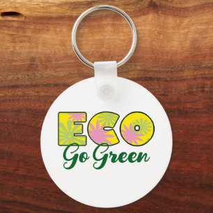 Llavero Diseño Ecológico Retro Ve a Verde