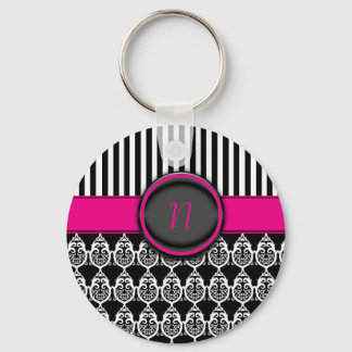 Llavero Diseño en blanco y negro con monograma de personal