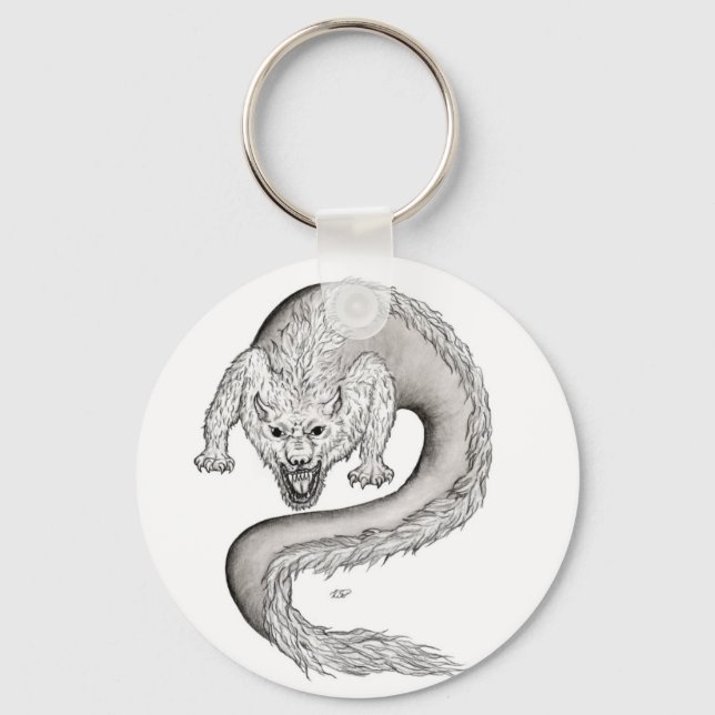 Llavero Diseño en blanco y negro de Wolfdragon (Anverso)