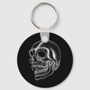 Llavero Diseño en blanco y negro del cráneo de vampiros