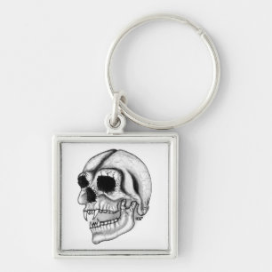 Llavero Diseño en blanco y negro del cráneo de vampiros