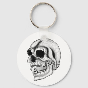 Llavero Diseño en blanco y negro del cráneo de vampiros