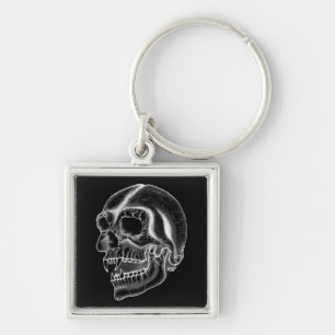 Llavero Diseño en blanco y negro del cráneo de vampiros