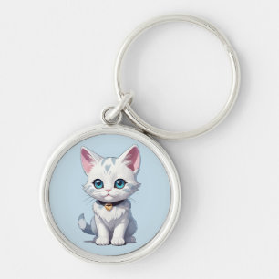 Llavero Diseño encantador de gato blanco
