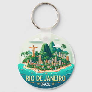 Llavero Diseño Escénico de Ciudad Costera Brasileña 🌴