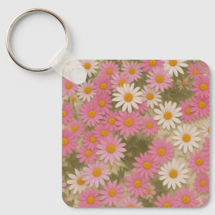 Llavero Diseño Estético de Patrón de Floral Retro de Marga