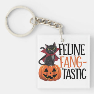 Llavero Diseño felino de un gato de vampiros de Halloween