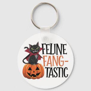 Llavero Diseño felino de un gato de vampiros de Halloween