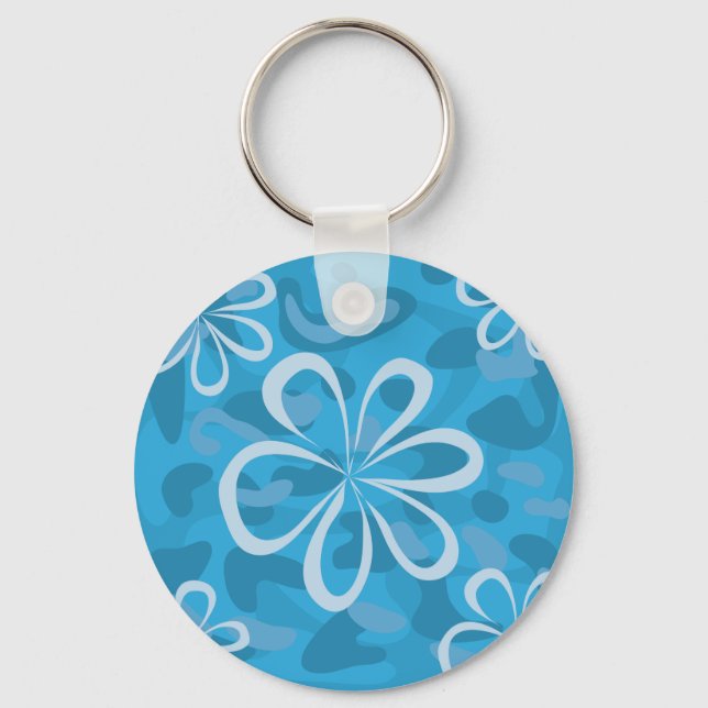 Llavero Diseño floral azul (Anverso)