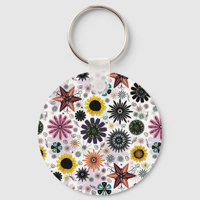 Llavero Diseño floral colorido y bonito (Anverso)