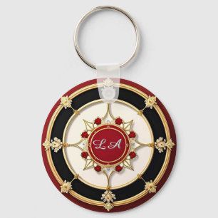 Llavero Diseño Floral Dorado Ornamentado