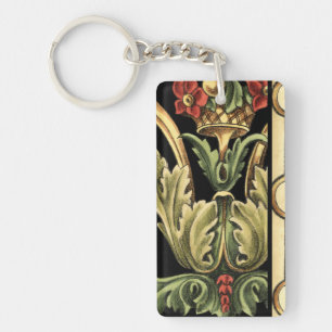 Llavero Diseño floral ornamental con las fronteras negras