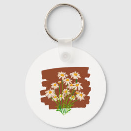 Llavero Diseño floral rústico sobre fondo marrón