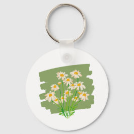 Llavero Diseño Floral Rústico sobre Fondo Verde