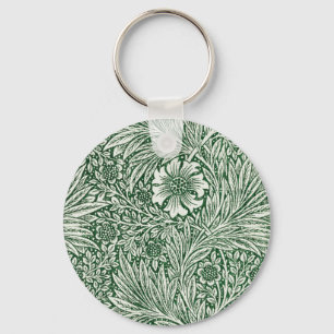Llavero diseño floral verde caléndula de william morris