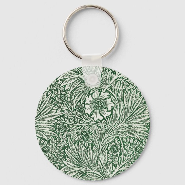 Llavero diseño floral verde caléndula de william morris (Anverso)
