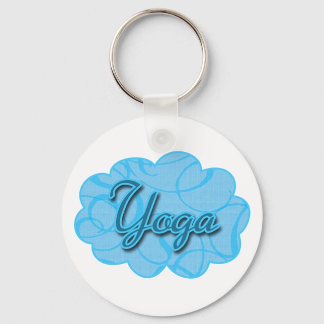 Llavero Diseño floreciente de yoga azul (Anverso)