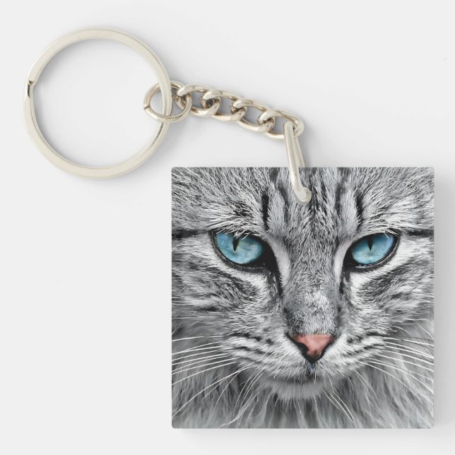 Llavero Diseño fractal de cara de gato-10682 (Frente)