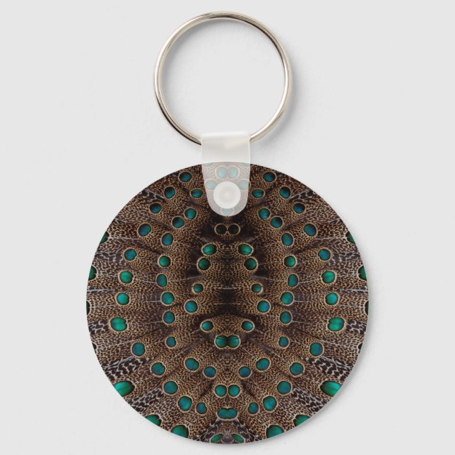Llavero Diseño fractal de pluma de faisán (Anverso)
