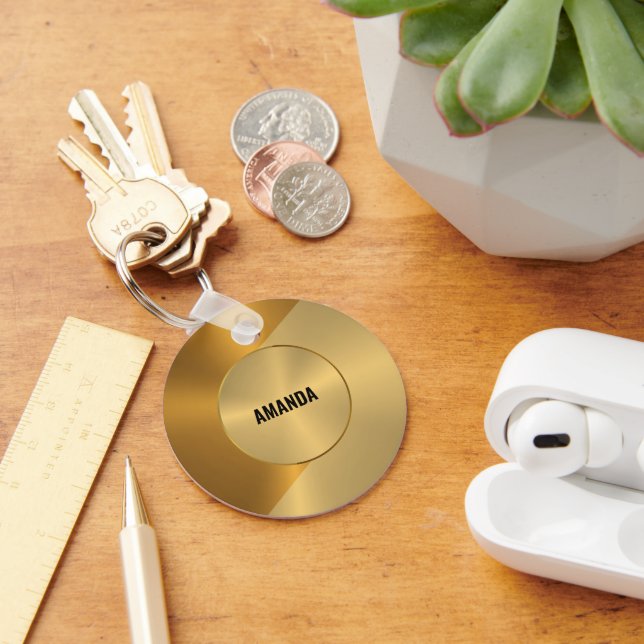 Llavero Diseño geométrico de cobre y oro metálico (Escritorio )