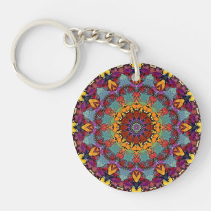Llavero Diseño Geométrico Mandala Morado Azul-64351