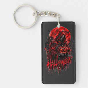 Llavero Diseño gótico de Halloween de la Parca con calabaz