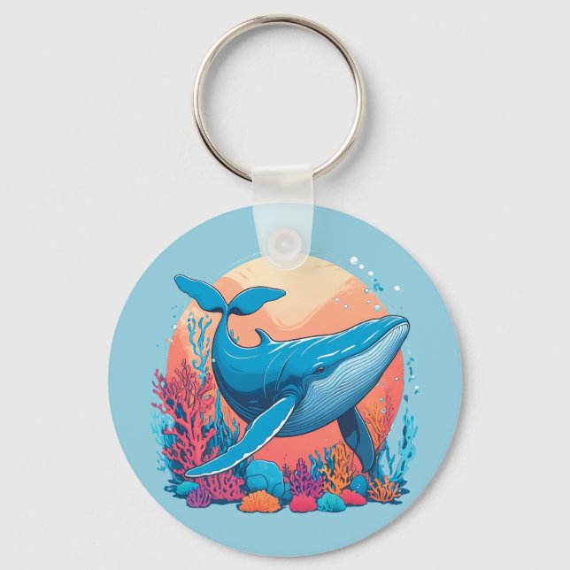 Llavero Diseño Gráfico Colorido De Una Ballena (Anverso)