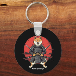 Llavero Diseño gráfico de arte japonés Shiba Inu Samurai
