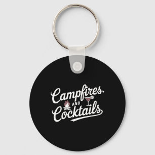 Llavero Diseño Gráfico de Camping de Verano Fuego de Campa