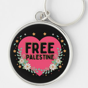 Llavero diseño gráfico de corazón palestino lindo