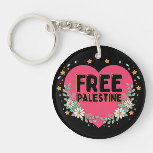 Llavero diseño gráfico de corazón palestino lindo
