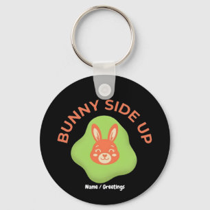 Llavero Diseño Gráfico de Huevo de Pascua Retro Bunny Side